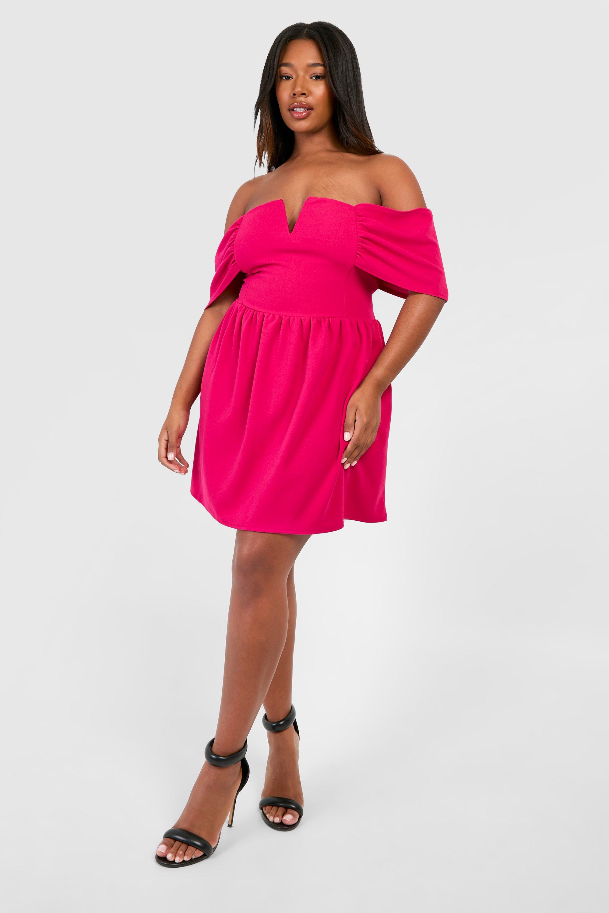 Plus Bardot Drop Shoulder Skater Dress boohoo